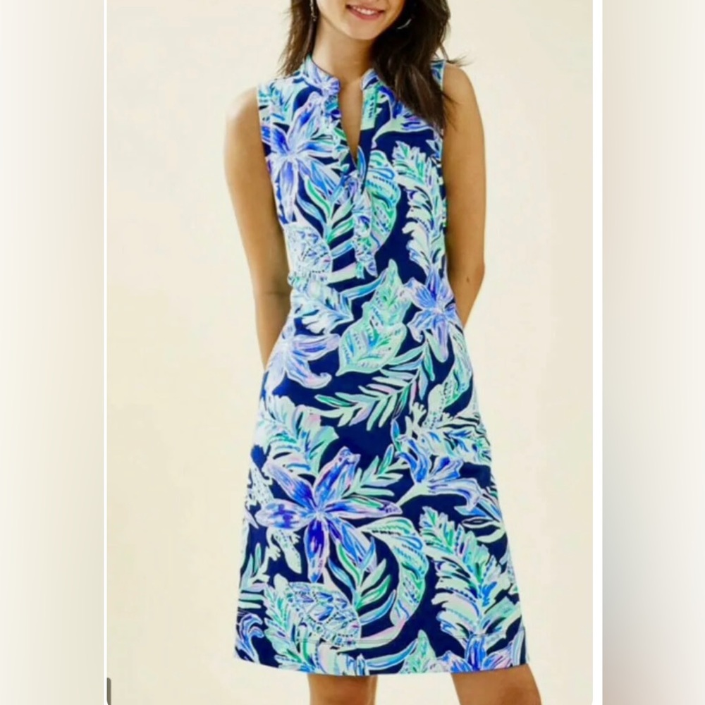 Lilly Pulitzer Blue and Green Floral Dress